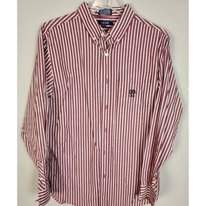 IZOD Womens 18/20 Red White Strip Collared Button Down Shirt Classic Layering‎